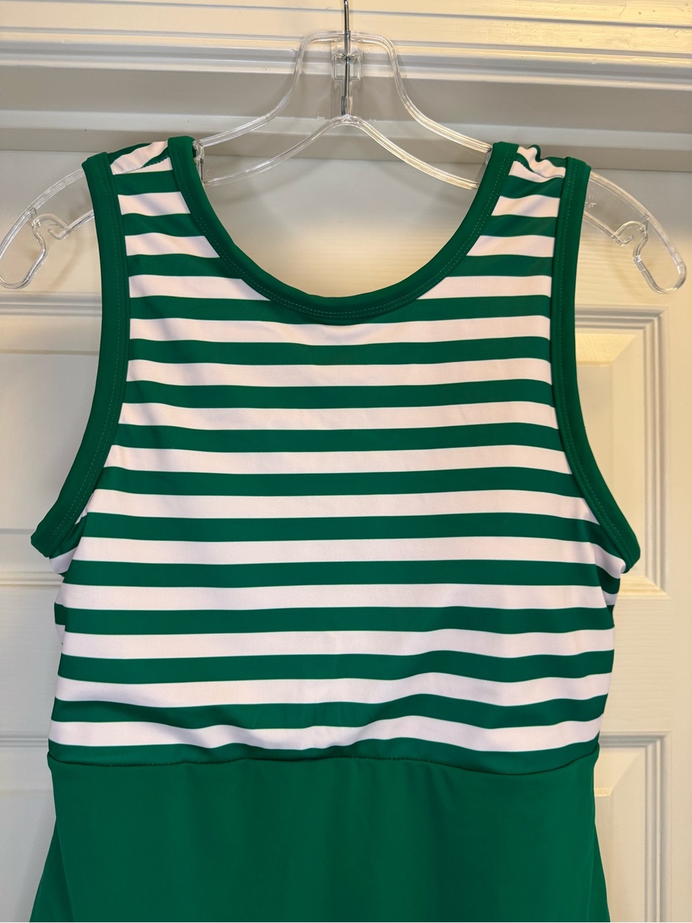 Lime Ricki Green and White Striped One Piece Swim Suit M